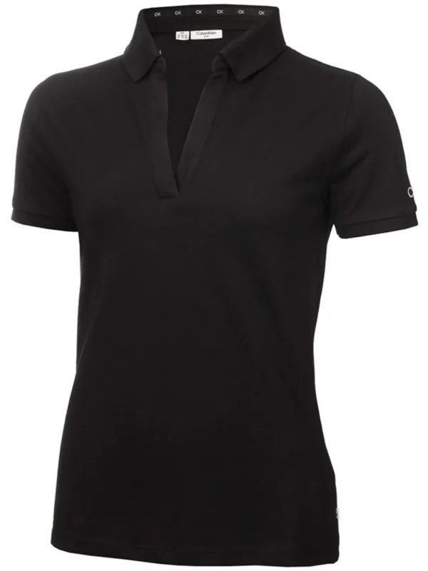 Women Calvin Klein Shirts< Women'S Jenny Open Neck Polo - Black