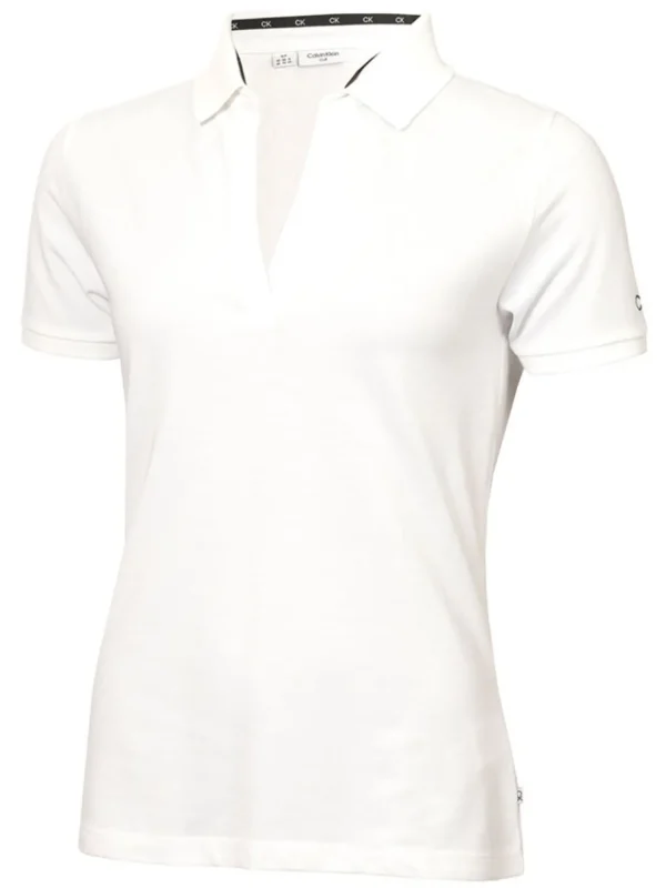 Women Calvin Klein Shirts< Women'S Jenny Open Neck Polo - White