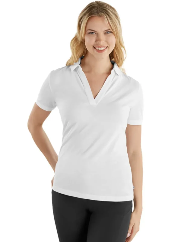 Women Calvin Klein Shirts< Women'S Jenny Open Neck Polo - White