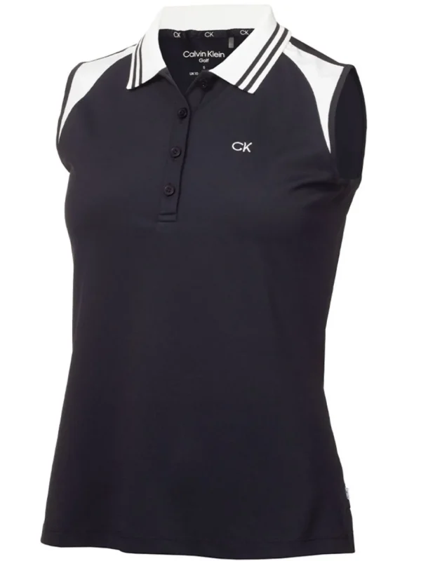 Women Calvin Klein Shirts< Women'S Mohawk Sleeveless Polo - Navy/White