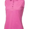 Women Calvin Klein Shirts< Women'S Sleeveless Performance Cotton Pique Polo - Orchid