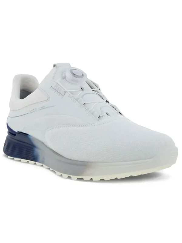 Men Ecco Mens Golf Shoes< M S-Three Boa Golf Shoes - White/Blue