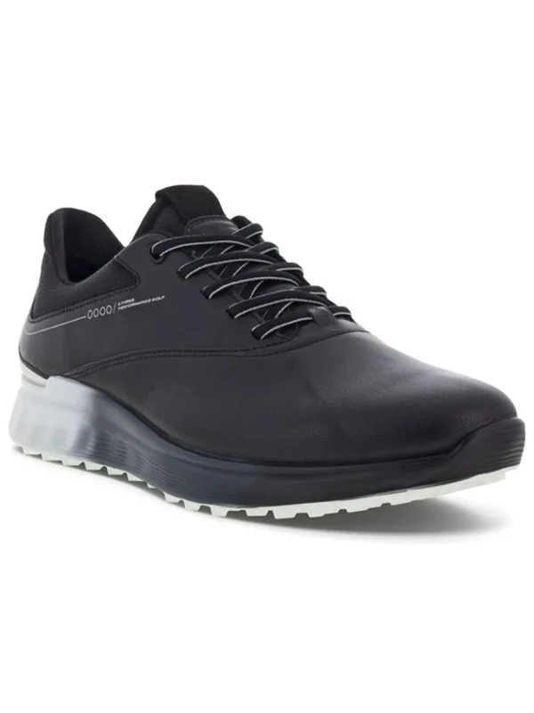 Men Ecco Mens Golf Shoes< M S-Three Golf Shoes - Black/Concrete