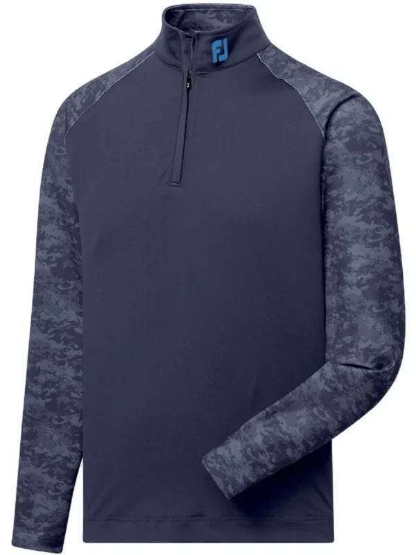 Men FootJoy Jumpers< Camo Colour Block Midlayer (Athletic Fit) - Navy