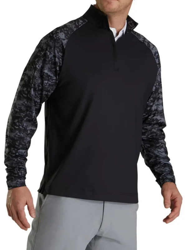 Men FootJoy Jumpers< Camo Colour Block Midlayer (Athletic Fit) - Black