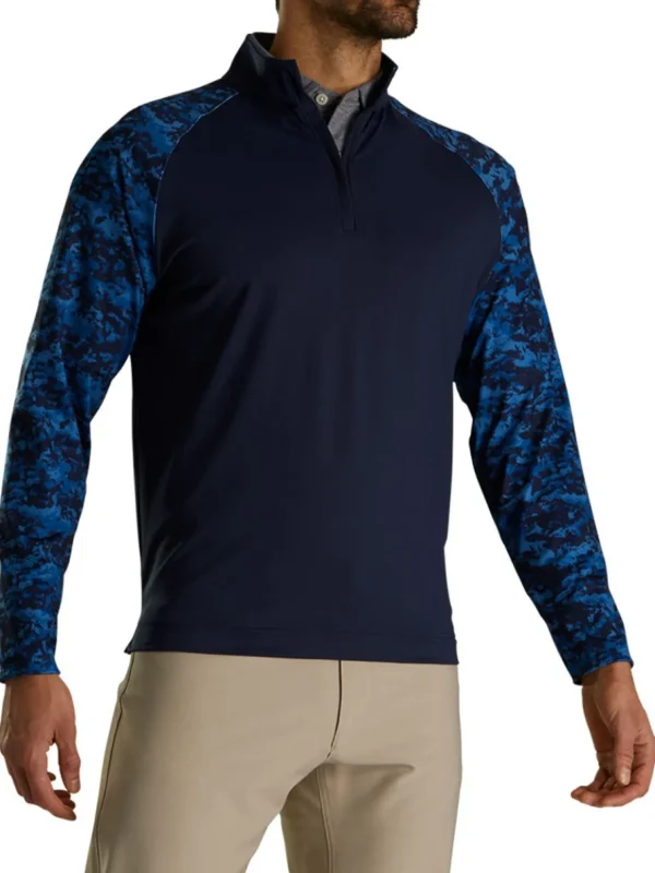 Men FootJoy Jumpers< Camo Colour Block Midlayer (Athletic Fit) - Navy