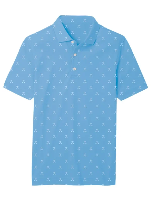 Kids FootJoy Shirts< Junior Golf Print Polo - Light Blue