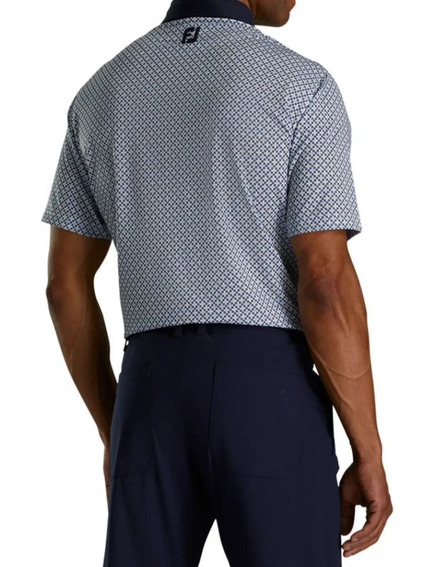 Men FootJoy Shirts< Lisle Circle Print Golf Shirt (Athletic Fit) - Navy/True Blue/Almond