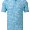 Men FootJoy Shirts< Lisle Cloud Camo Golf Shirt (Athletic Fit) - True Blue