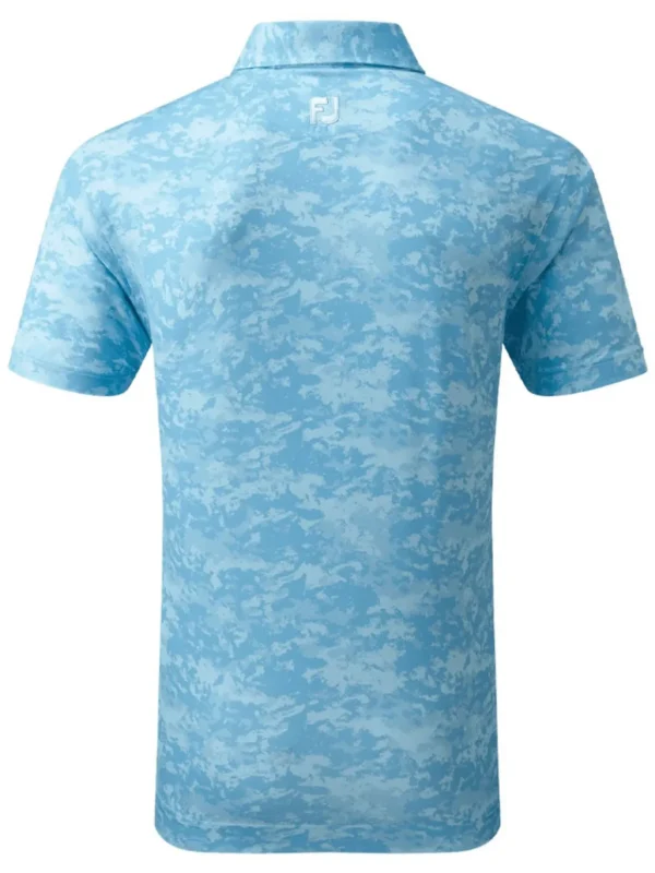 Men FootJoy Shirts< Lisle Cloud Camo Golf Shirt (Athletic Fit) - True Blue