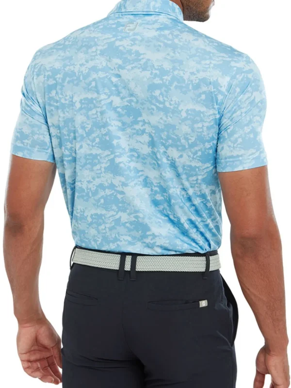 Men FootJoy Shirts< Lisle Cloud Camo Golf Shirt (Athletic Fit) - True Blue