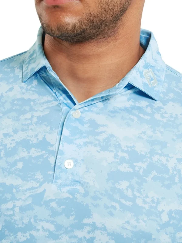 Men FootJoy Shirts< Lisle Cloud Camo Golf Shirt (Athletic Fit) - True Blue