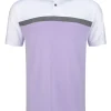 Men FootJoy Shirts< Lisle Colour Block Golf Shirt (Athletic Fit) - White/Charcoal/Lavender