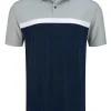 Men FootJoy Shirts< Lisle Colour Block Golf Shirt (Athletic Fit) - Heather Grey/White/Navy