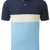 Men FootJoy Shirts< Lisle Colour Theory Golf Shirt (Athletic Fit) - Navy/Almond/True Blue