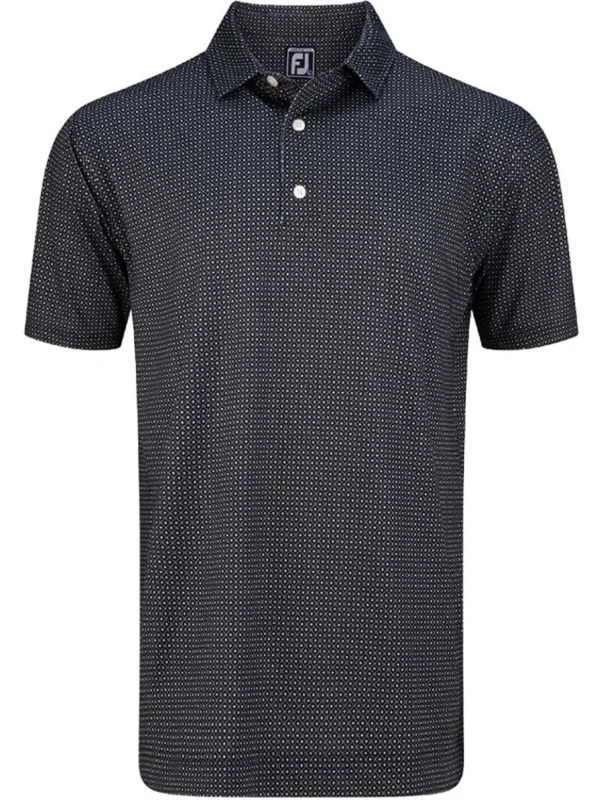 Men FootJoy Shirts< Lisle Geo Print Golf Shirt - Black/Grey/White