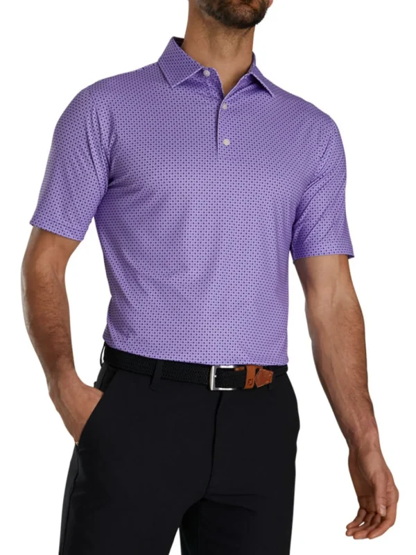 Men FootJoy Shirts< Lisle Geo Print Golf Shirt - Violet/Black/White