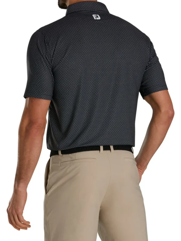 Men FootJoy Shirts< Lisle Geo Print Golf Shirt - Black/Grey/White