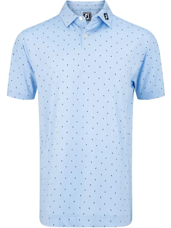 Men FootJoy Shirts< Lisle Paisey Print Golf Shirt (Athletic Fit) - Sky/Navy