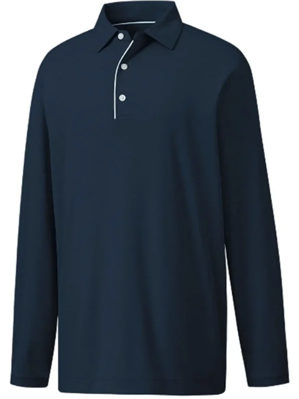 Men FootJoy Shirts< Long Sleeve Sun Protection Polo - Navy