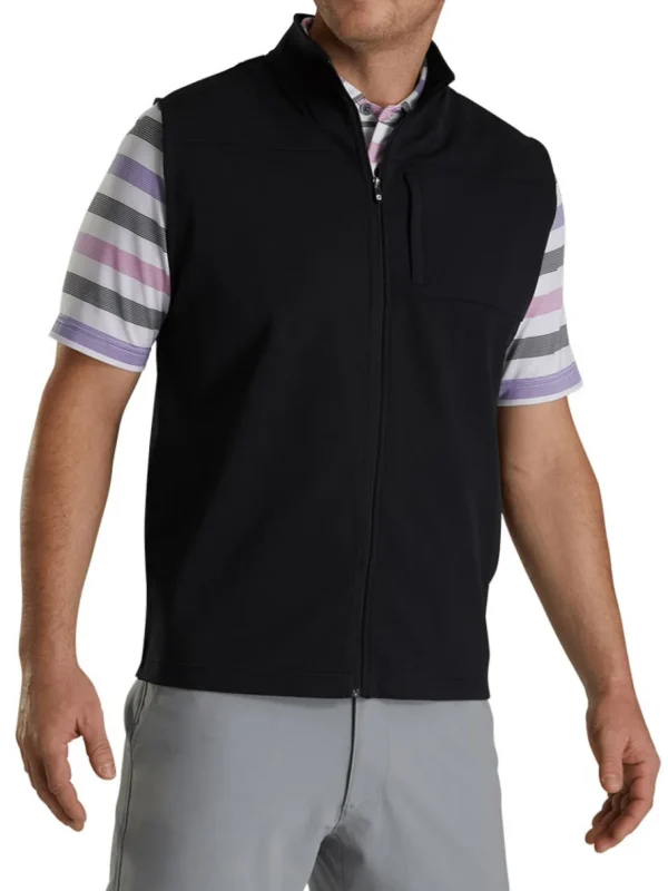 Men FootJoy Vests< Ottoman Full Zip Vest - Black