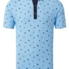 Men FootJoy Shirts< Pique Scattered Floral Print Golf Shirt (Athletic Fit) - True Blue/Navy