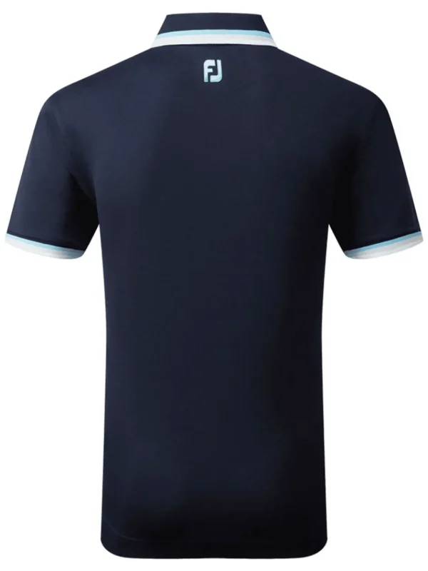 Men FootJoy Shirts< Solid Pique With Trim Golf Shirt - Navy