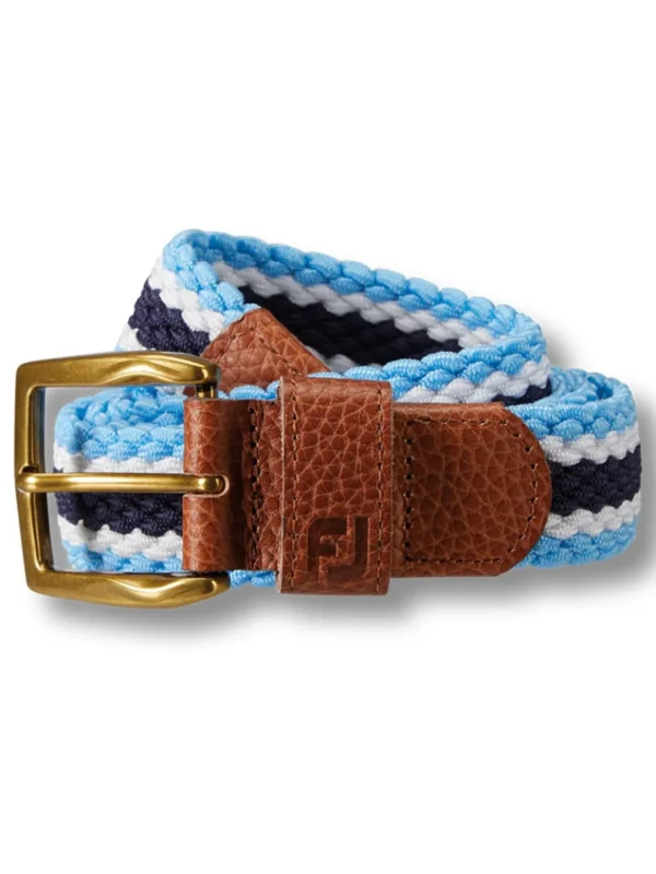 FootJoy Belts< Striped Braided Belt - True Blue/Navy/White