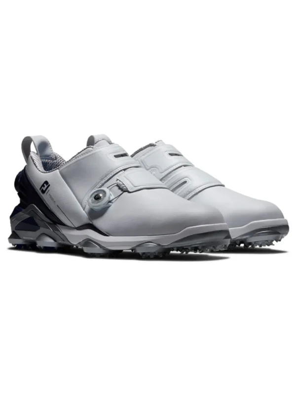 Men FootJoy Mens Golf Shoes< Tour Alpha Dual Boa Golf Shoes - White/Navy/Grey