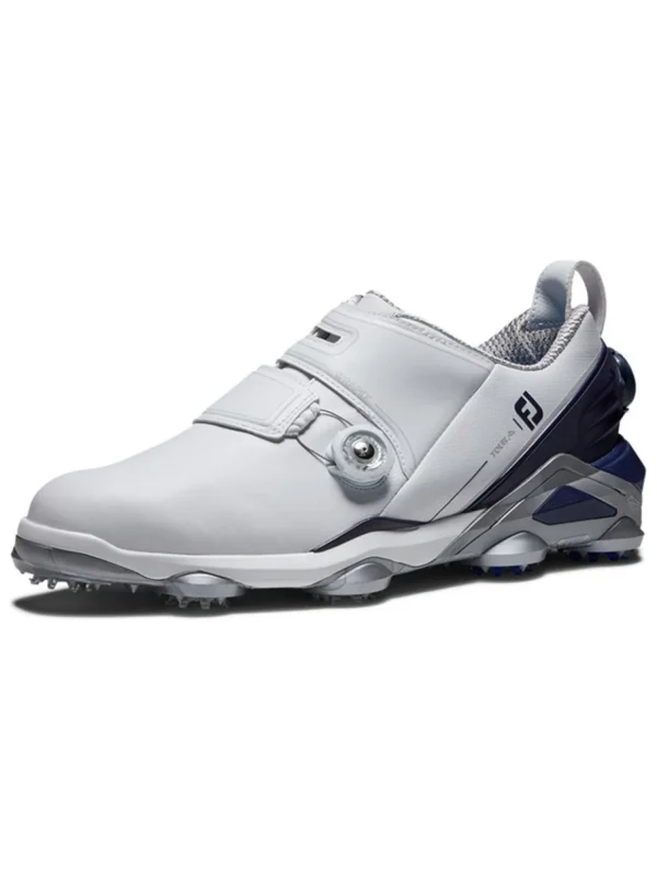 Men FootJoy Mens Golf Shoes< Tour Alpha Dual Boa Golf Shoes - White/Navy/Grey