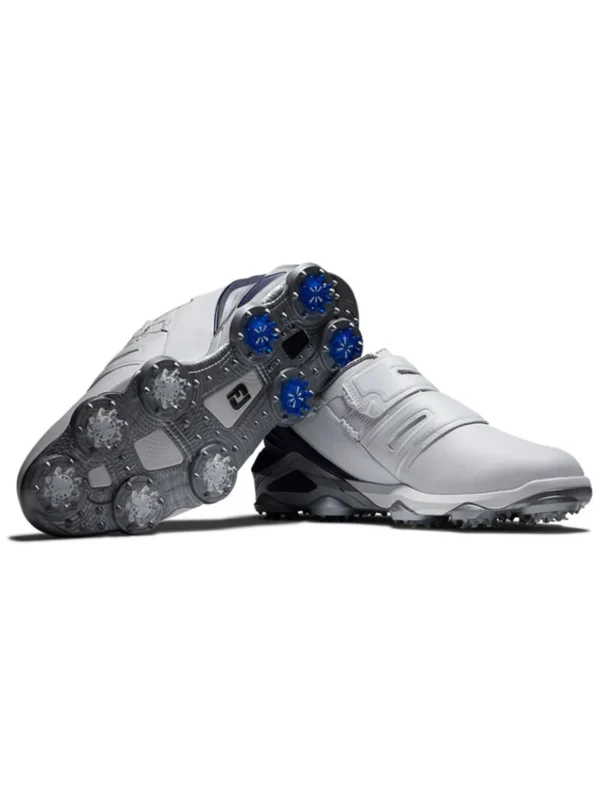 Men FootJoy Mens Golf Shoes< Tour Alpha Dual Boa Golf Shoes - White/Navy/Grey