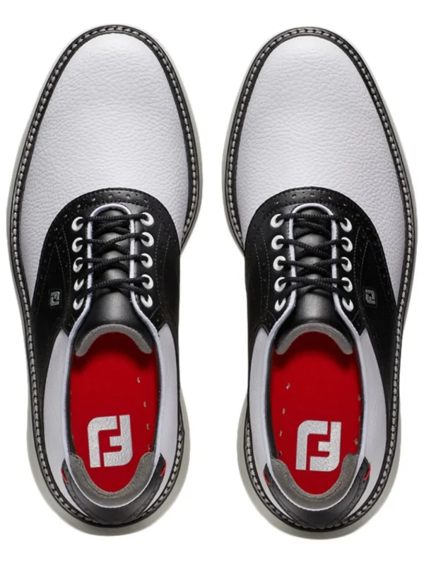 Men FootJoy Mens Golf Shoes< Traditions Spikeless Golf Shoes - White/Black