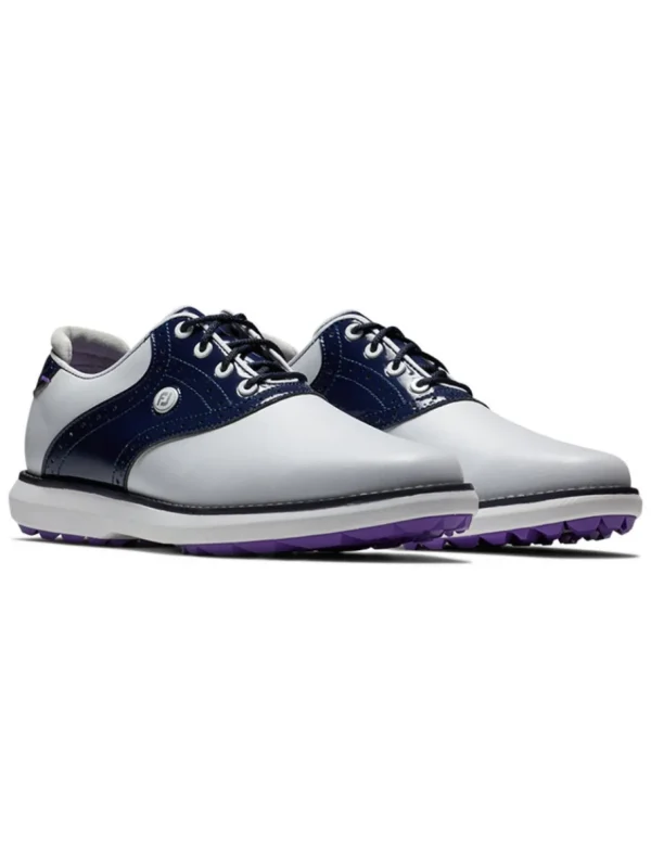 Women FootJoy Womens Golf Shoes< Women'S Fj Traditions Spikeless Golf Shoes - White/Navy