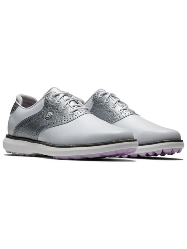 Women FootJoy Womens Golf Shoes< Women'S Fj Traditions Spikeless Golf Shoes - White/Silver