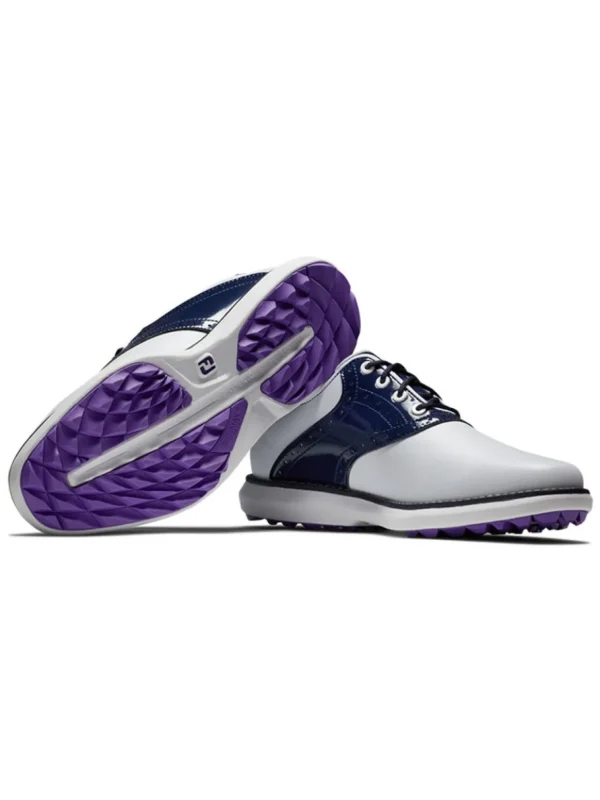 Women FootJoy Womens Golf Shoes< Women'S Fj Traditions Spikeless Golf Shoes - White/Navy