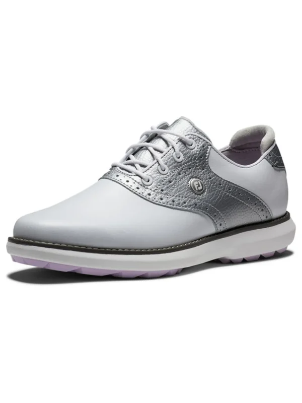 Women FootJoy Womens Golf Shoes< Women'S Fj Traditions Spikeless Golf Shoes - White/Silver