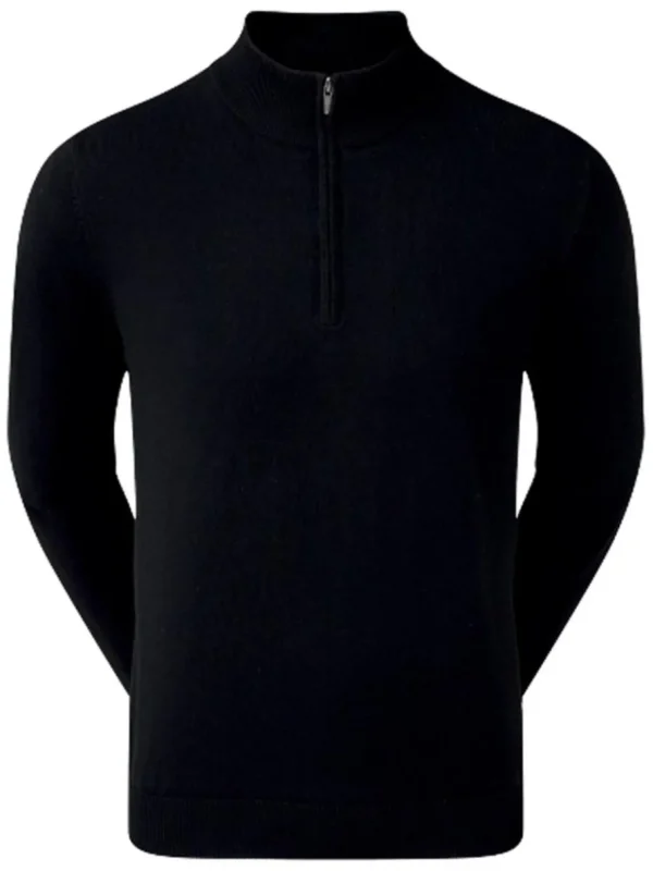 Men FootJoy Jumpers< Wool Blend 1/2 Zip Lined Pullover - Black