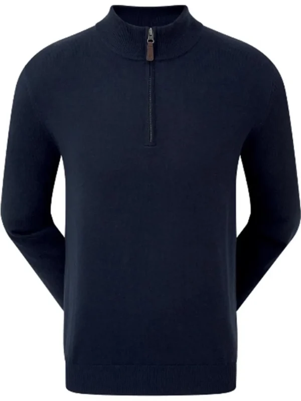 Men FootJoy Jumpers< Wool Blend 1/2 Zip Pullover - Navy