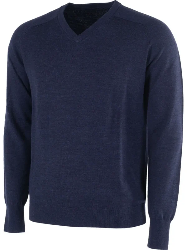 Men Galvin Green Jumpers< Carl V-Neck Sweater - Navy Melange