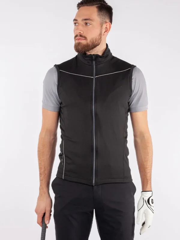 Men Galvin Green Vests< Davon Insula Vest - Black/Sharkskin