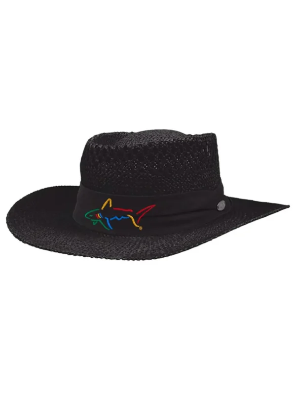 Greg Norman Hats< Signature Straw Hat - Black