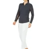 Women IBKUL Shirts< Adjustable Long Sleeve Zip Polo - Charcoal