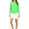 Women IBKUL Shirts< Adjustable Long Sleeve Zip Polo - Lime