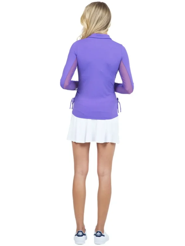 Women IBKUL Shirts< Adjustable Long Sleeve Zip Polo - Plum