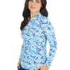 Women IBKUL Shirts< Kinsley Print Long Sleeve Mock Neck Top - Blue/Peri