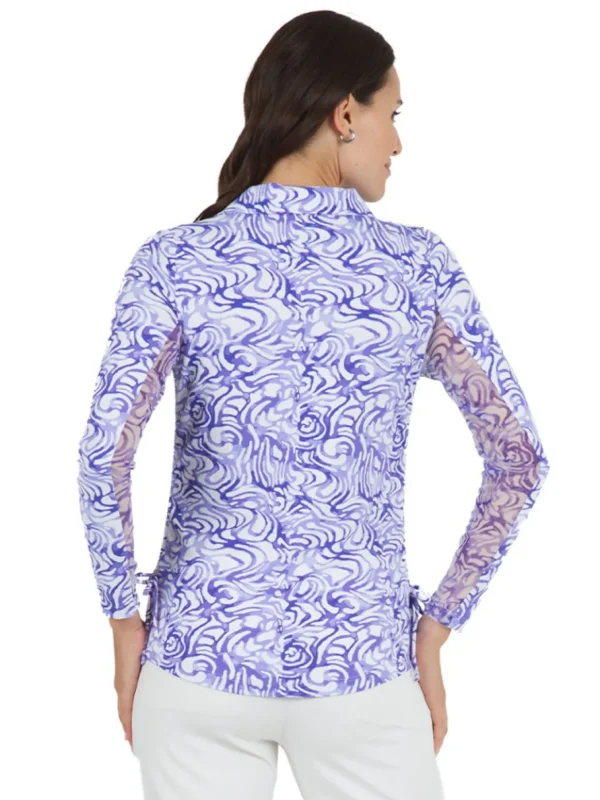 Women IBKUL Shirts< Kinsley Print Long Sleeve Mock Neck Top - Plum/Lavender