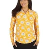 Women IBKUL Shirts< Ruthie Print Long Sleeve Mock Neck Top - Orange Peel/White