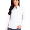 Women IBKUL Shirts< Solid Long Sleeve Mock Neck Top - White