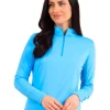 Women IBKUL Shirts< Solid Long Sleeve Mock Neck Top - Peri