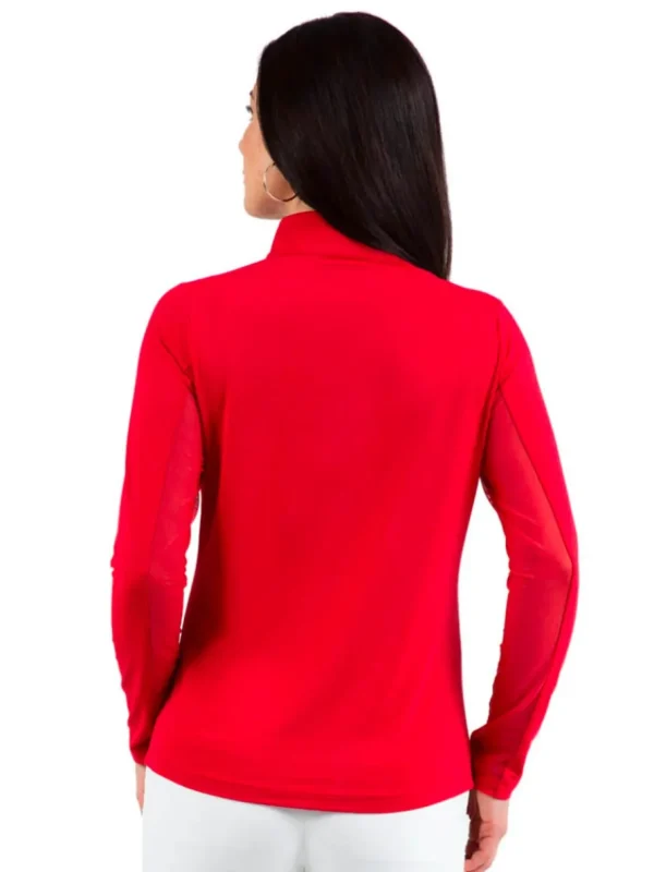 Women IBKUL Shirts< Solid Long Sleeve Mock Neck Top - Red